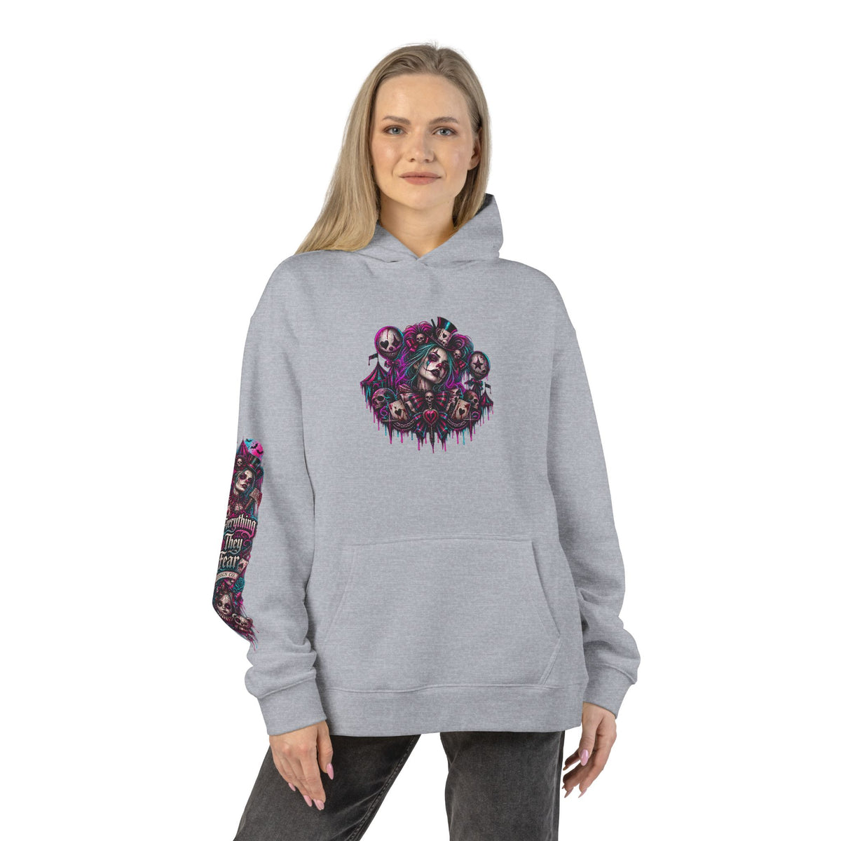 Dark Gothic Skull Collage Relaxed Hoodie