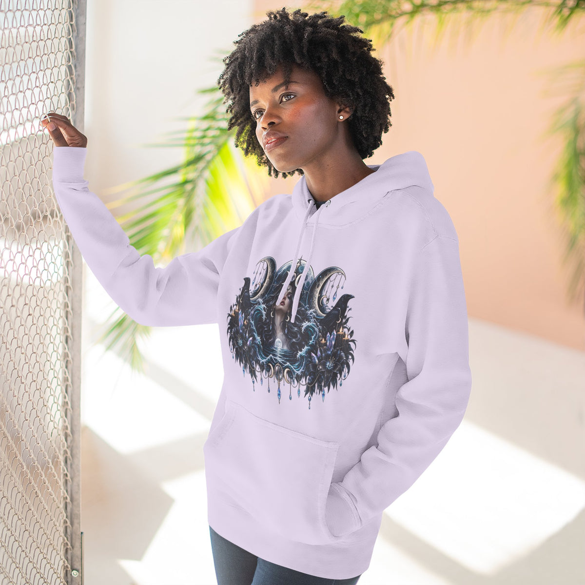 Mystical Moon Phase Celestial Fleece Hoodie