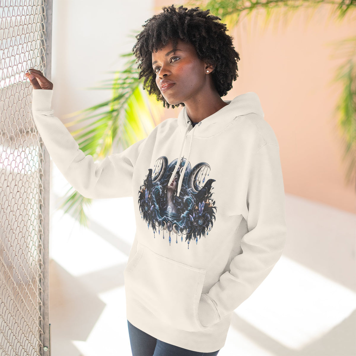 Mystical Moon Phase Celestial Fleece Hoodie