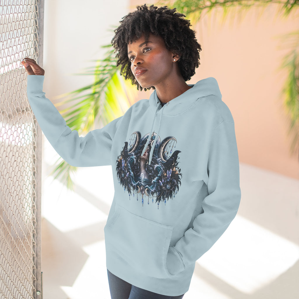 Mystical Moon Phase Celestial Fleece Hoodie