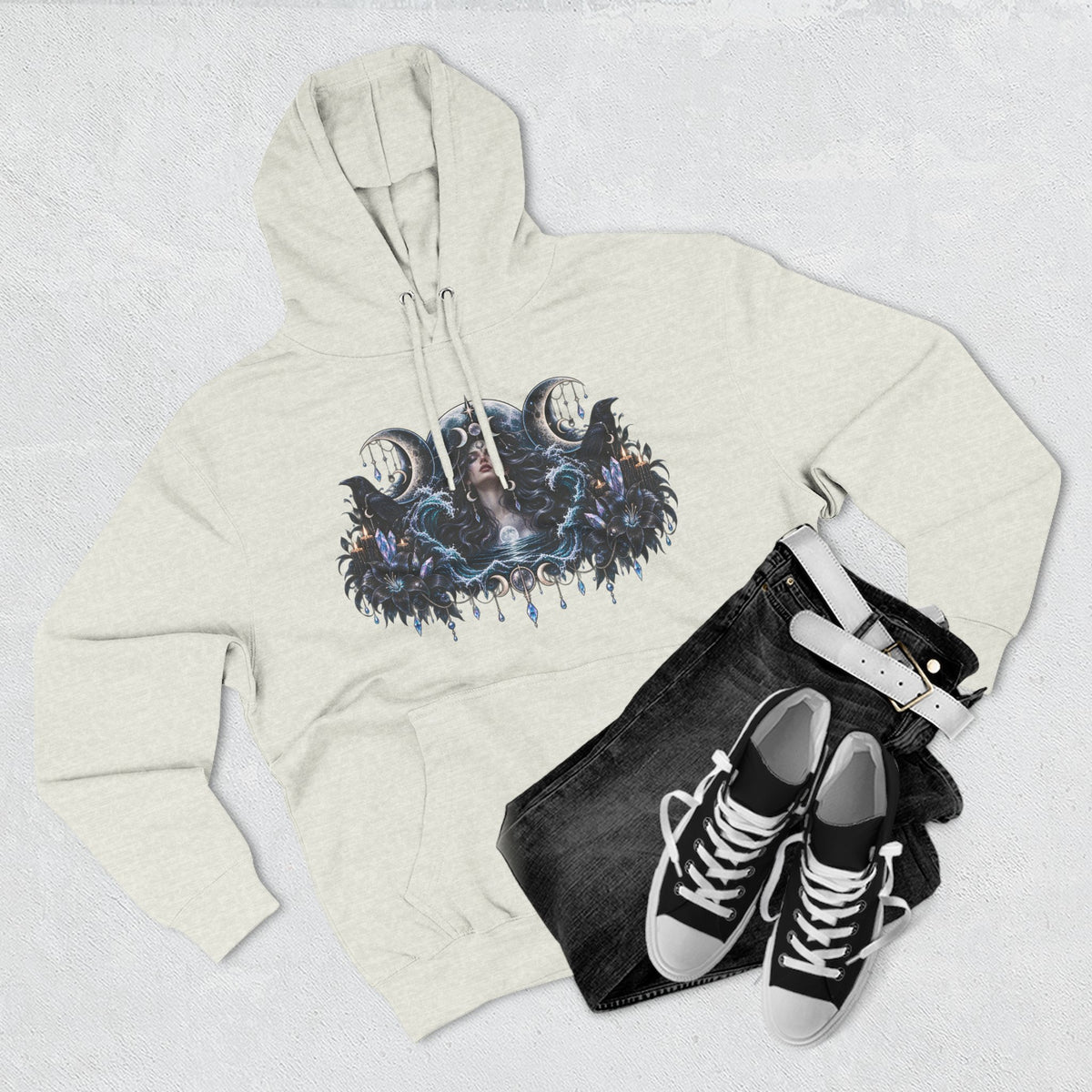 Mystical Moon Phase Celestial Fleece Hoodie