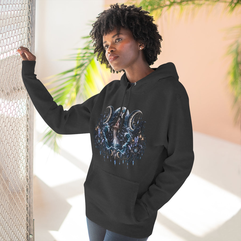 Mystical Moon Phase Celestial Fleece Hoodie