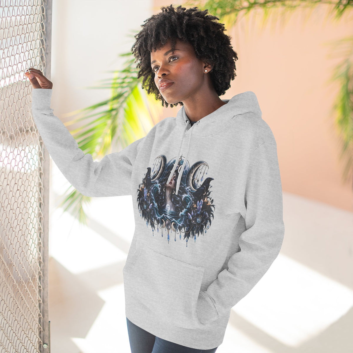 Mystical Moon Phase Celestial Fleece Hoodie