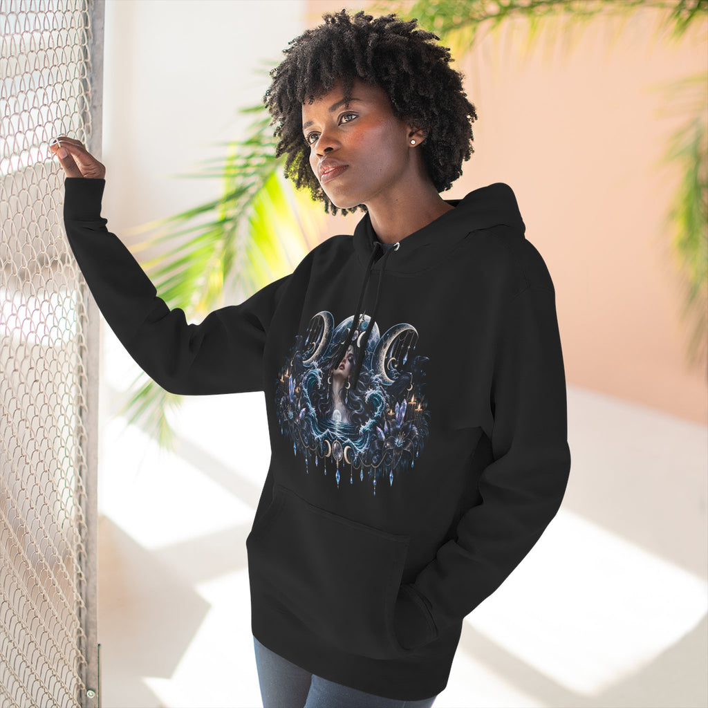 Mystical Moon Phase Celestial Fleece Hoodie