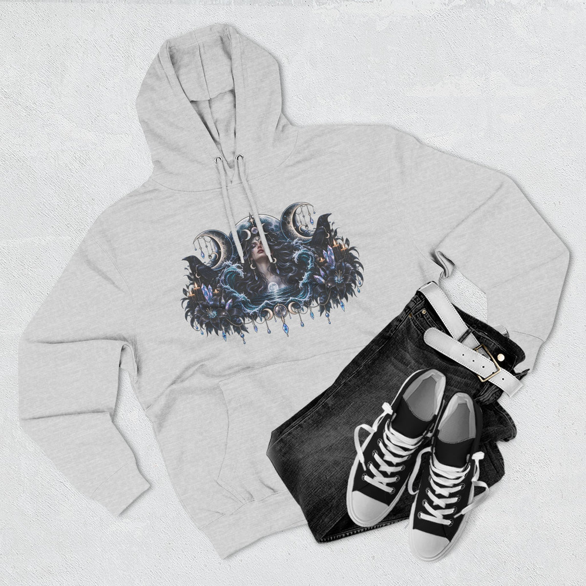Mystical Moon Phase Celestial Fleece Hoodie