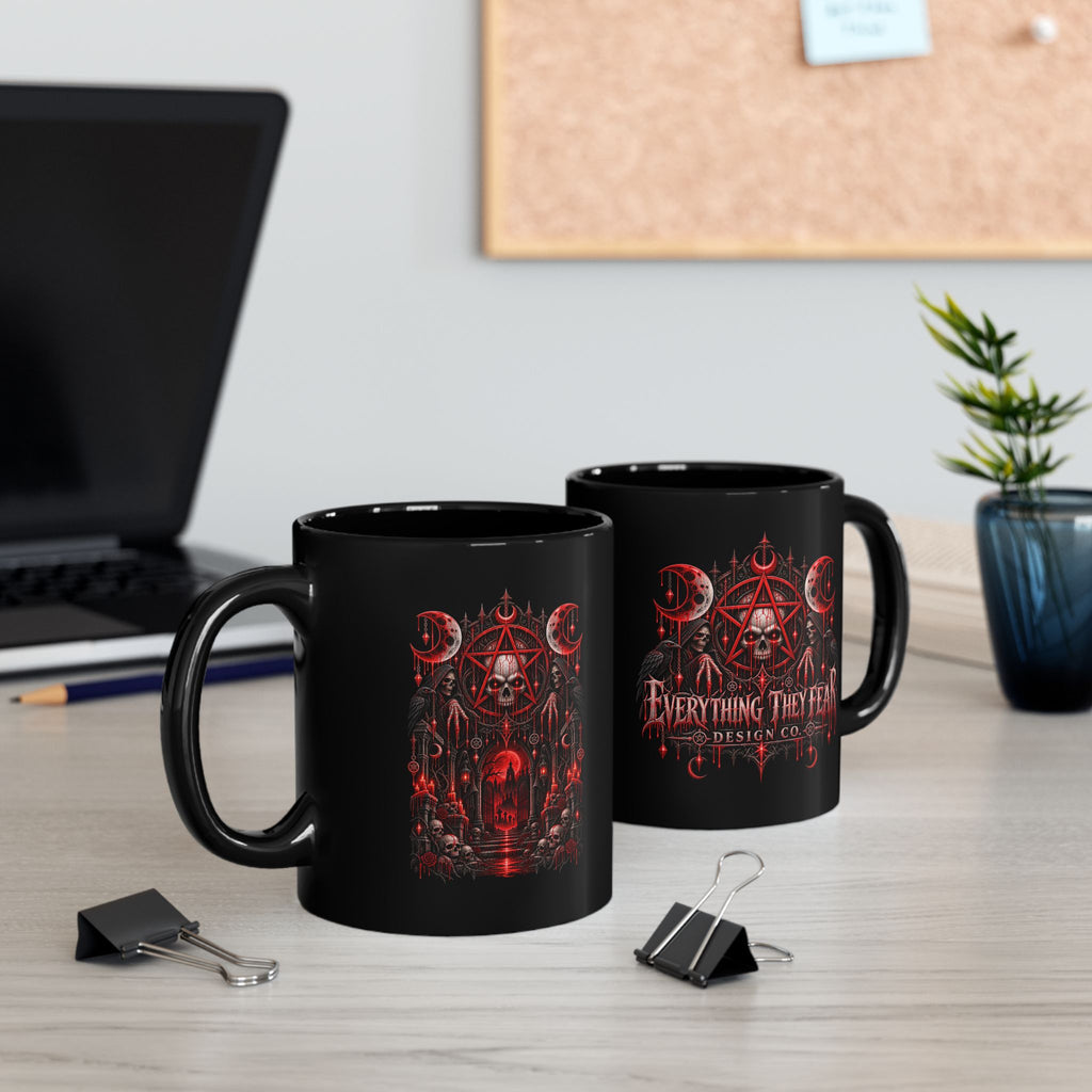 Everything They Fear Gothic Skull Logo on Black Mug
