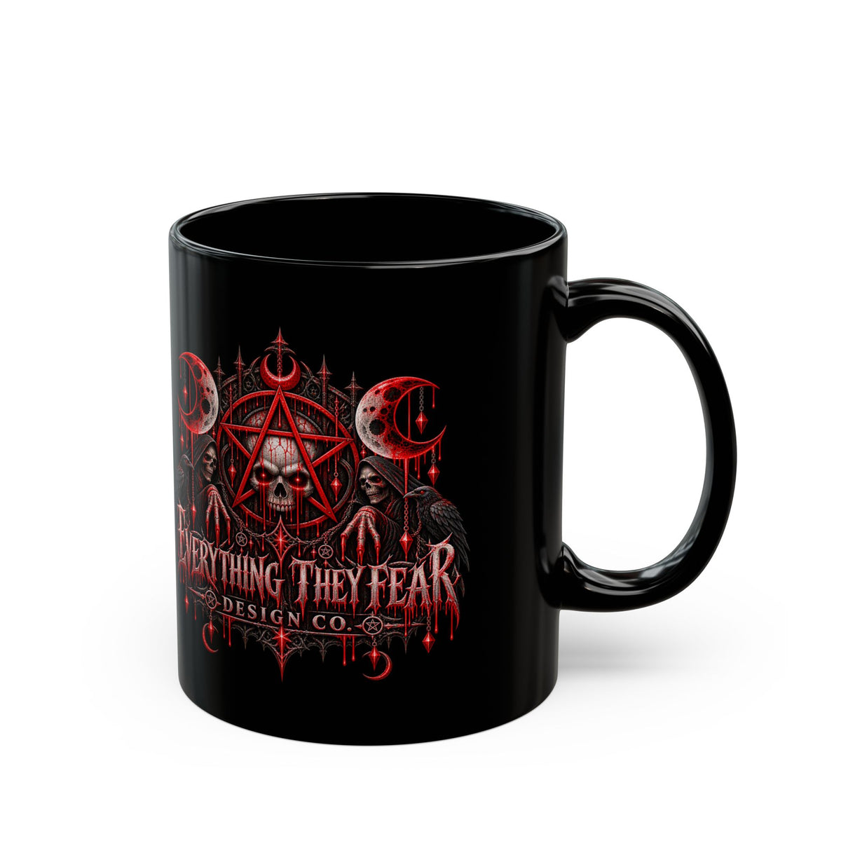 Everything They Fear Gothic Skull Logo on Black Mug