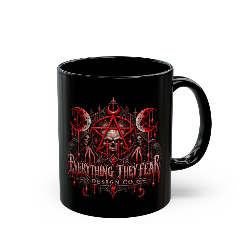 Everything They Fear Gothic Skull Logo on Black Mug