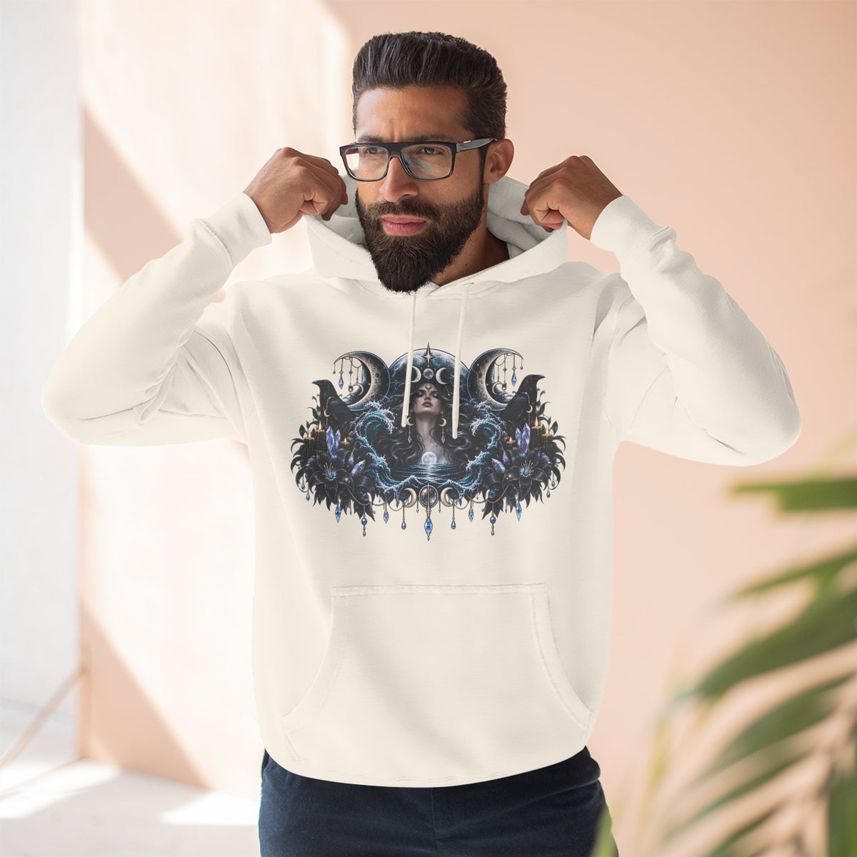 Mystical Moon Phase Celestial Fleece Hoodie