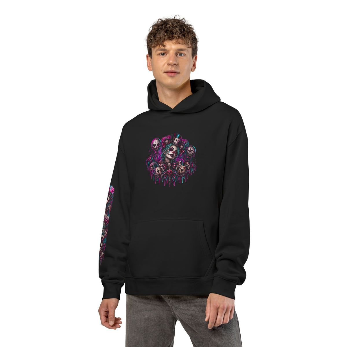 Dark Gothic Skull Collage Relaxed Hoodie