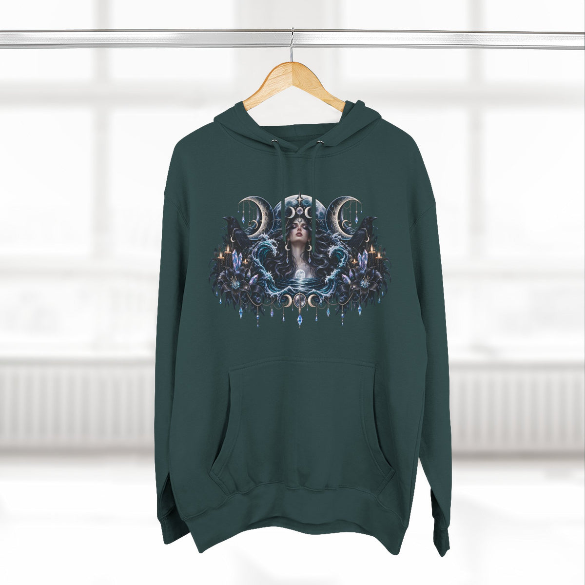 Mystical Moon Phase Celestial Fleece Hoodie