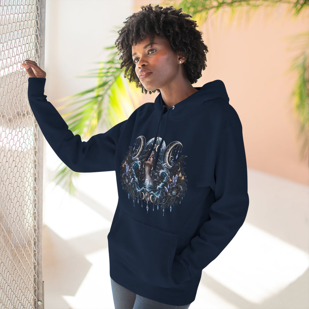 Mystical Moon Phase Celestial Fleece Hoodie