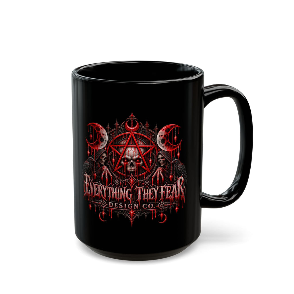 Everything They Fear Gothic Skull Logo on Black Mug