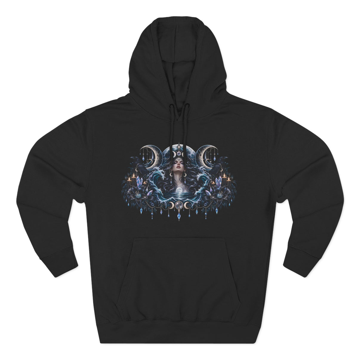 Mystical Moon Phase Celestial Fleece Hoodie