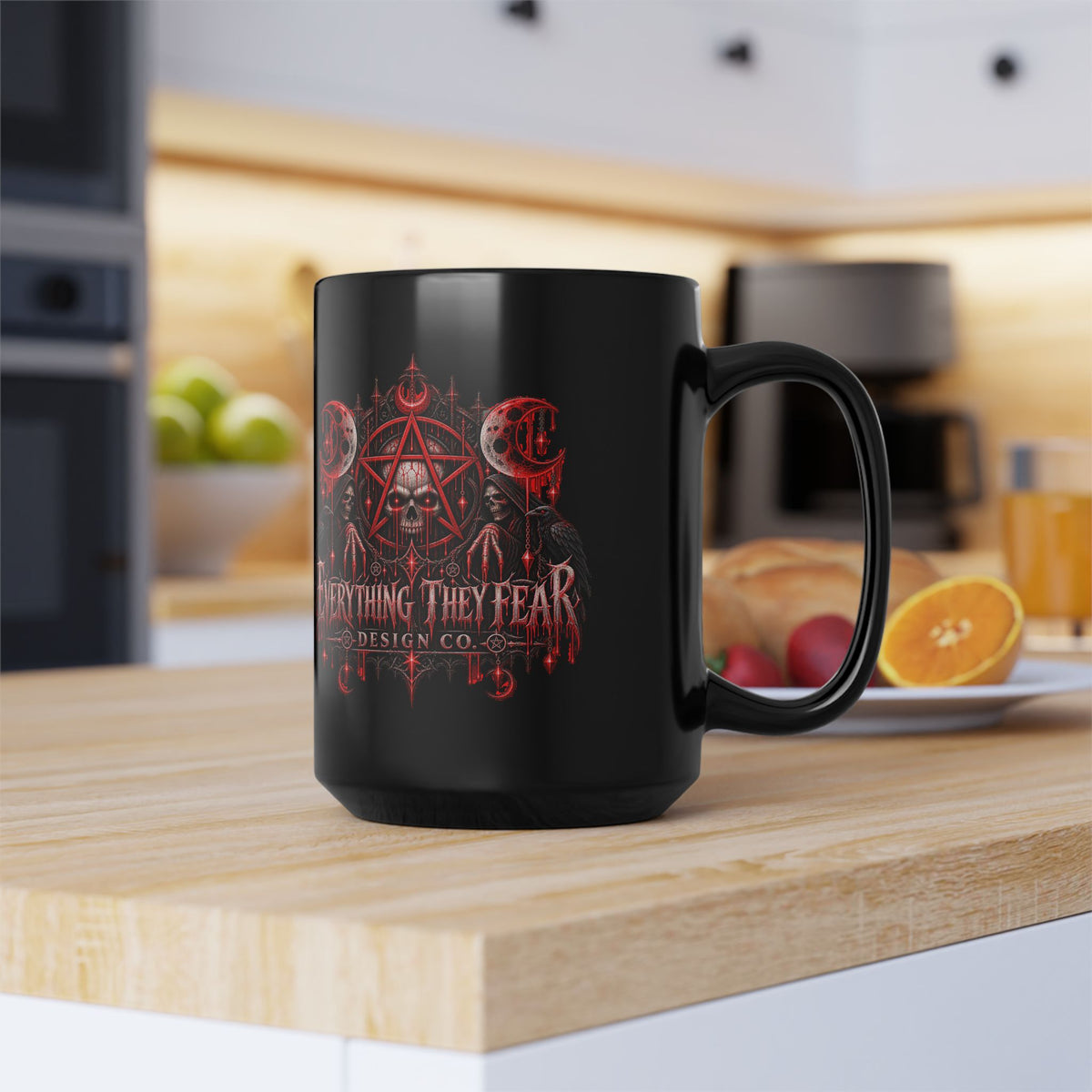 Everything They Fear Gothic Skull Logo on Black Mug