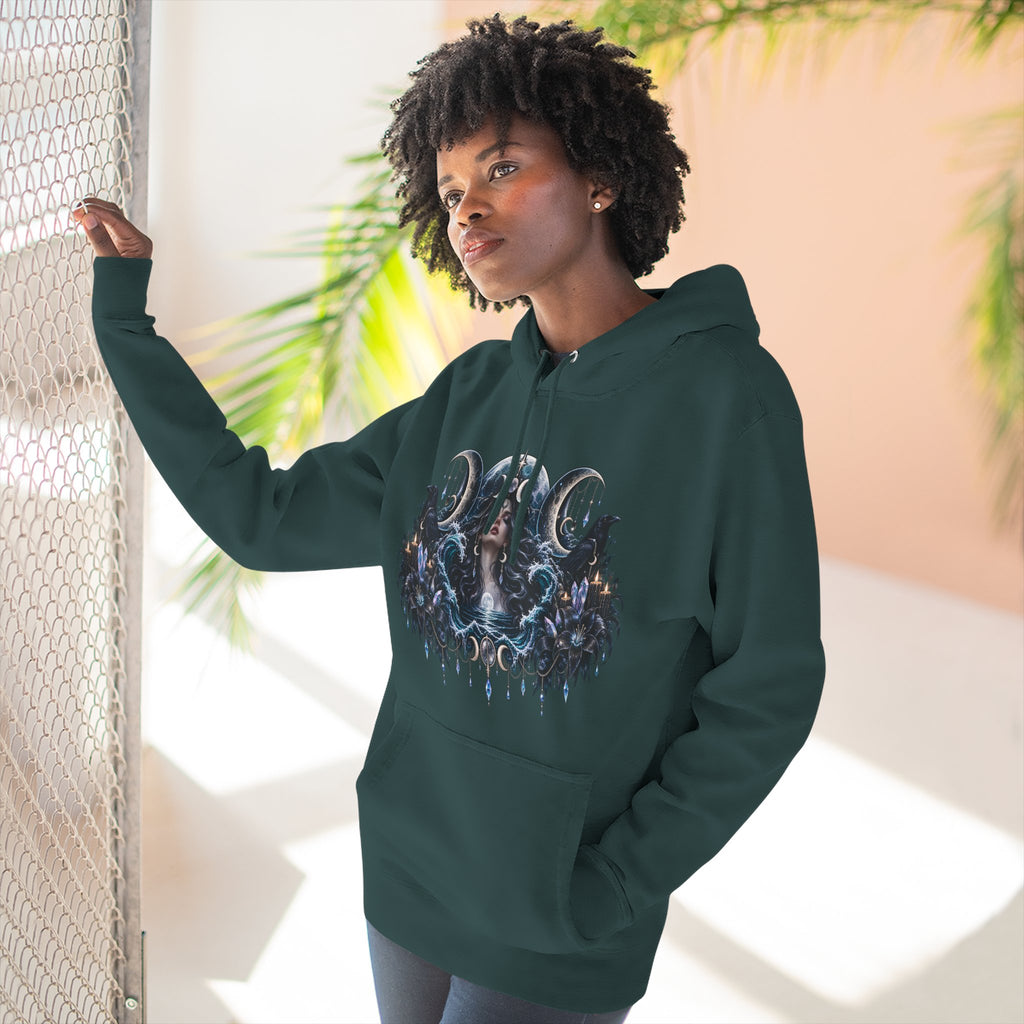Mystical Moon Phase Celestial Fleece Hoodie