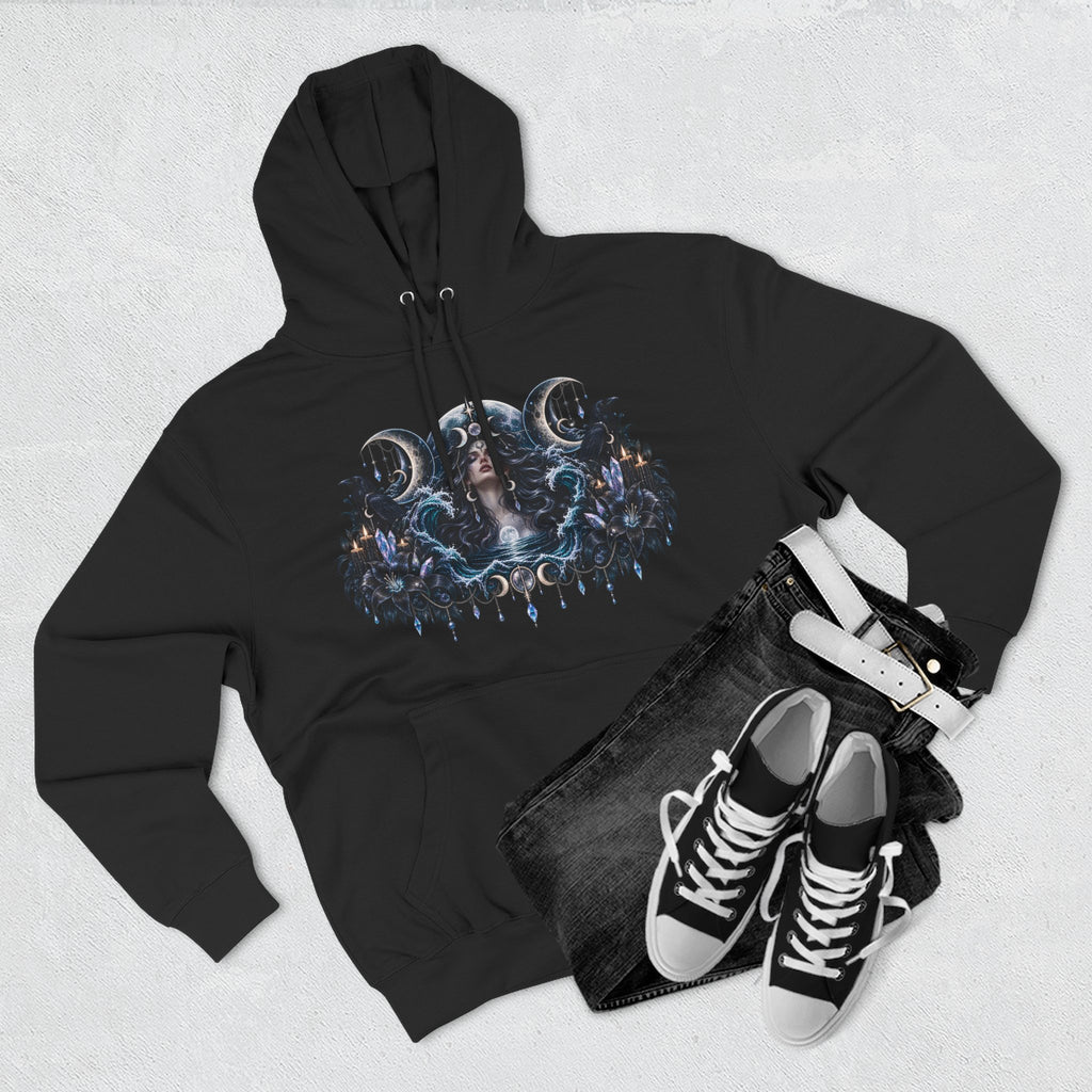 Mystical Moon Phase Celestial Fleece Hoodie