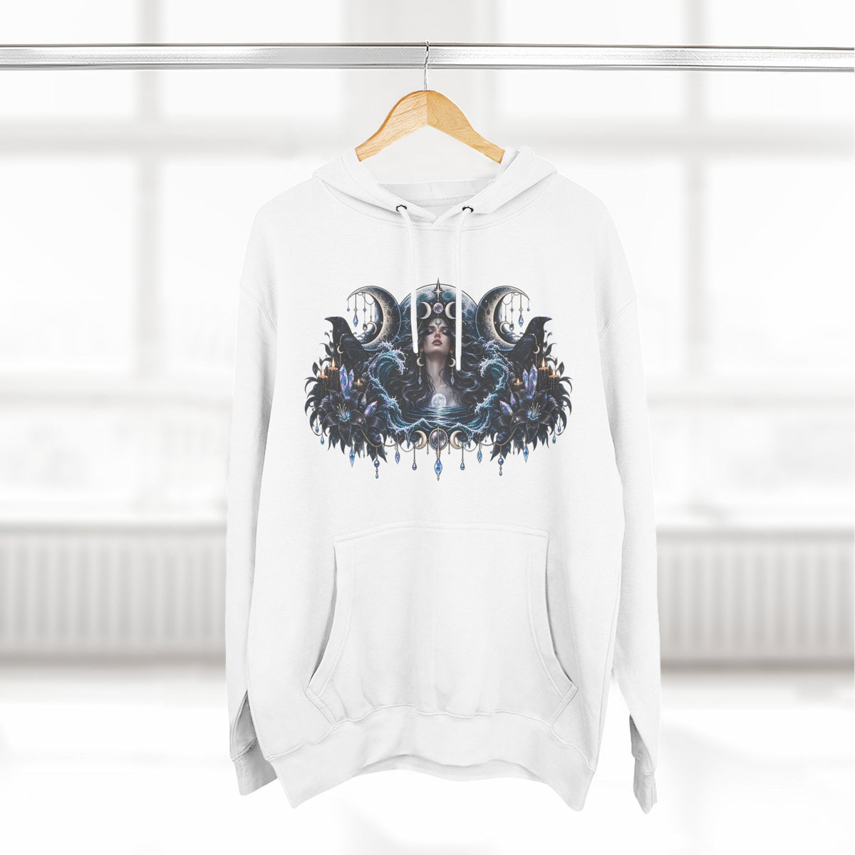 Mystical Moon Phase Celestial Fleece Hoodie