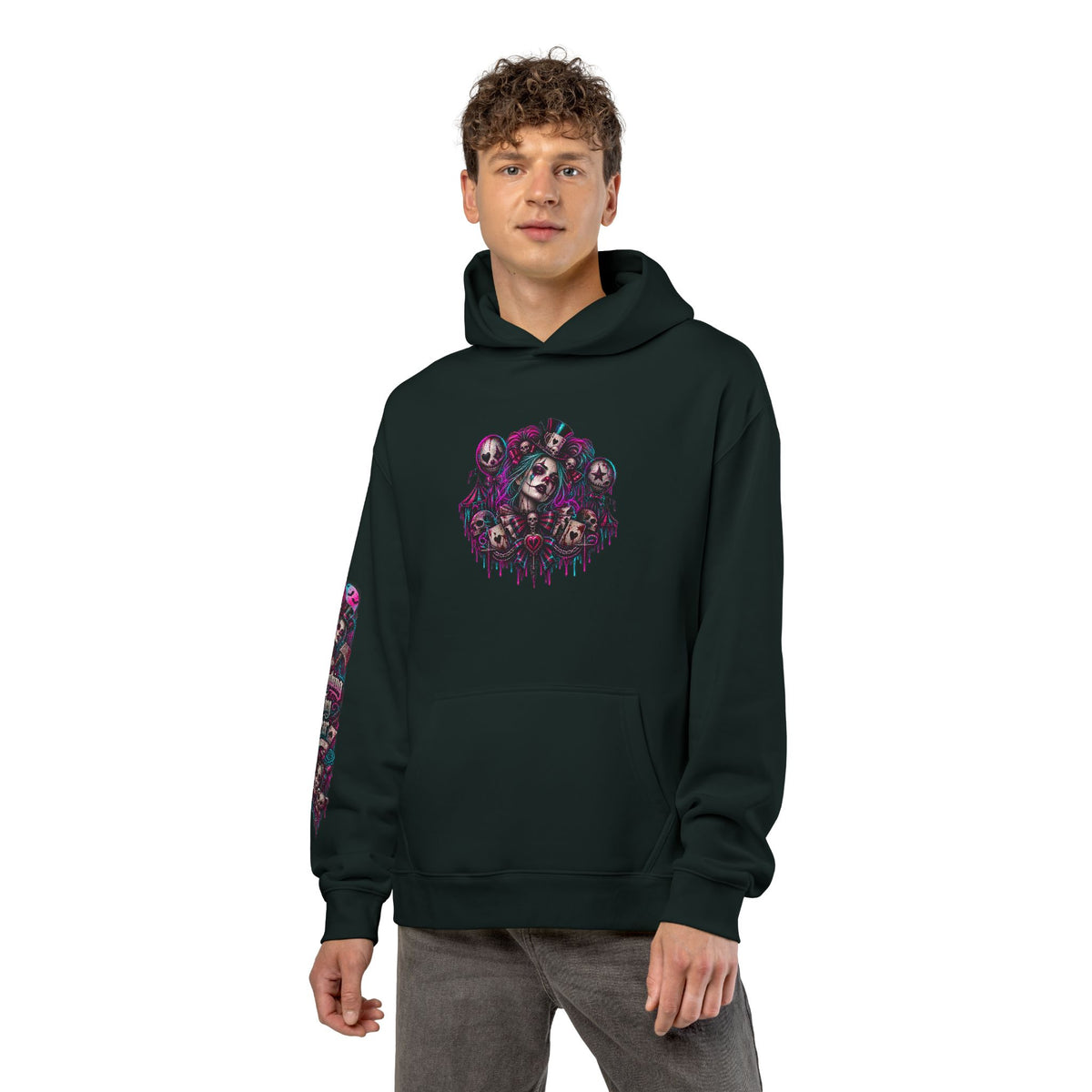 Dark Gothic Skull Collage Relaxed Hoodie