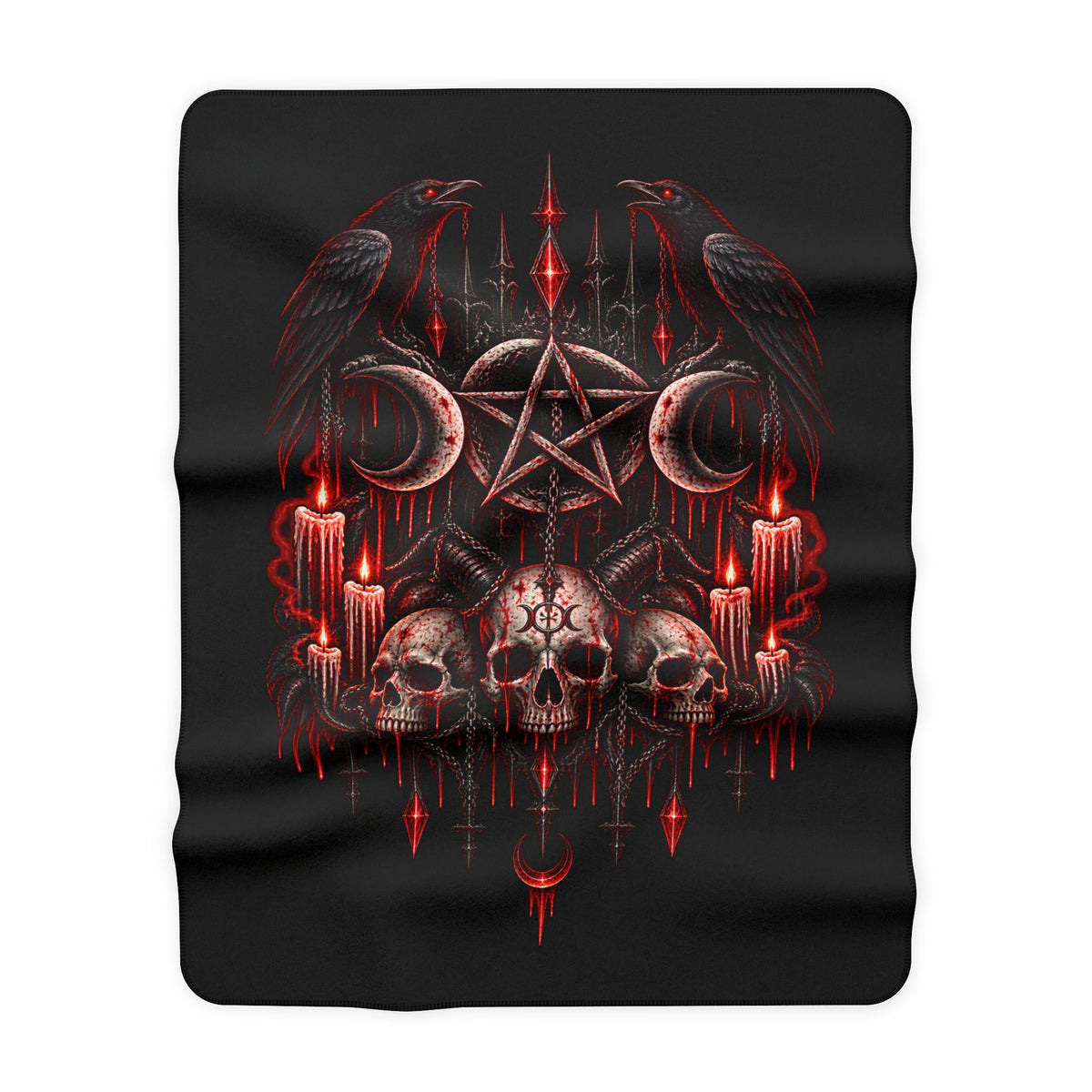 Gothic Pentagram Skulls Deluxe Sherpa Fleece Blanket
