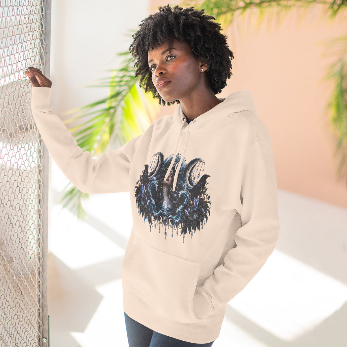 Mystical Moon Phase Celestial Fleece Hoodie